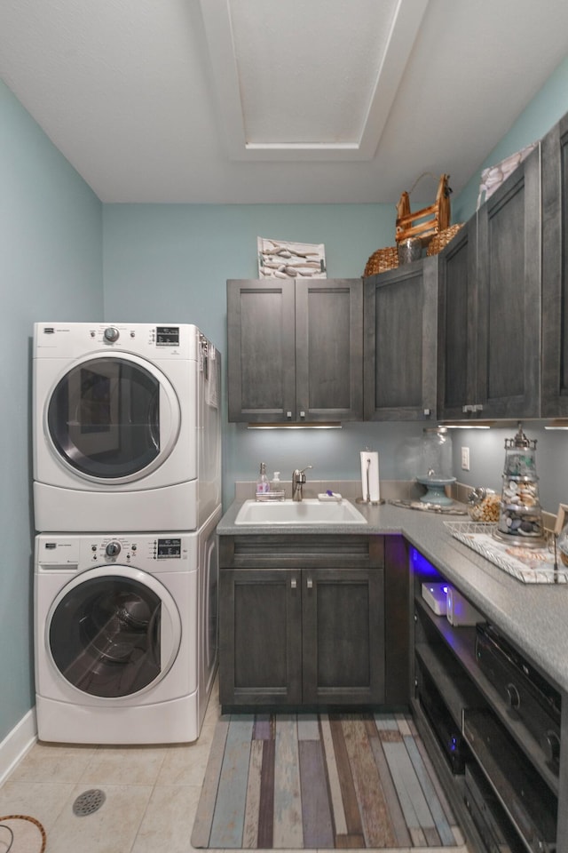 300 Morning Walk Path, Benton Harbor, MI 49022 - washroom with stacked washer / drying machine and cabinet space