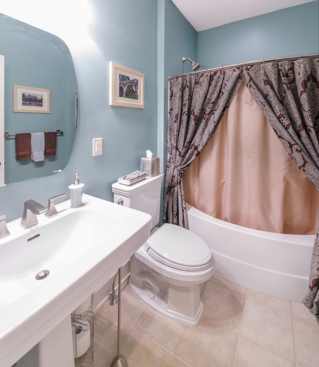 300 Morning Walk Path, Benton Harbor, MI 49022 - bathroom with toilet, shower / bathtub combination with curtain, and tile patterned floors