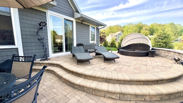 300 Morning Walk Path, Benton Harbor, MI 49022 - view of patio / terrace with exterior fireplace