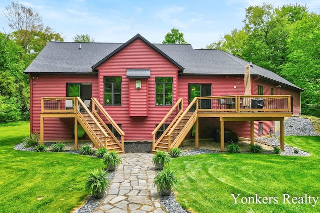 1109 Kenowa Ave SW, Byron Center, MI 49315 - view of front of property featuring stairway, a deck, and a shingled roof