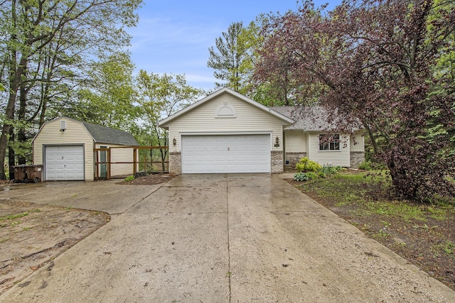11199 W Harlow Rd, Greenville, MI 48838 - view of front facade with brick siding and an outdoor structure