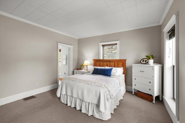11087 Phelps Ave NW, Sparta, MI 49345 - bedroom featuring carpet, ornamental molding, and baseboards