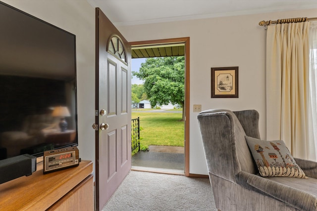 70594 Dennis Dr, Niles, MI 49120 - carpeted entrance foyer with crown molding and baseboards