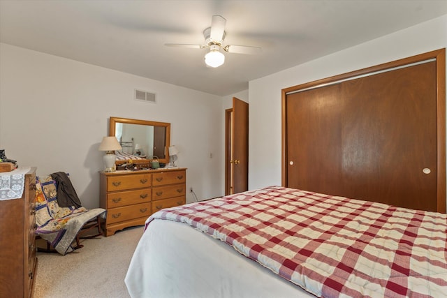 70594 Dennis Dr, Niles, MI 49120 - bedroom with carpet, a closet, and ceiling fan