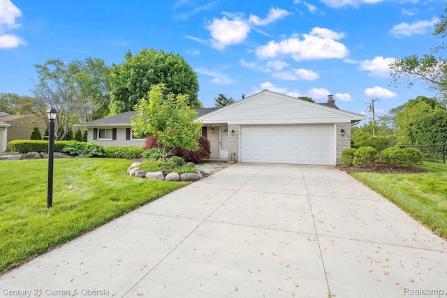 24018 Glen Ridge Ct, Novi, MI 48375 - ranch-style home with driveway, brick siding, an attached garage, and a front lawn