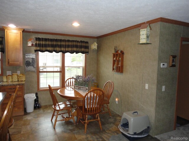 501 Kinloch, Temperance, MI 48182 - dining area featuring ornamental molding and stone finish flooring