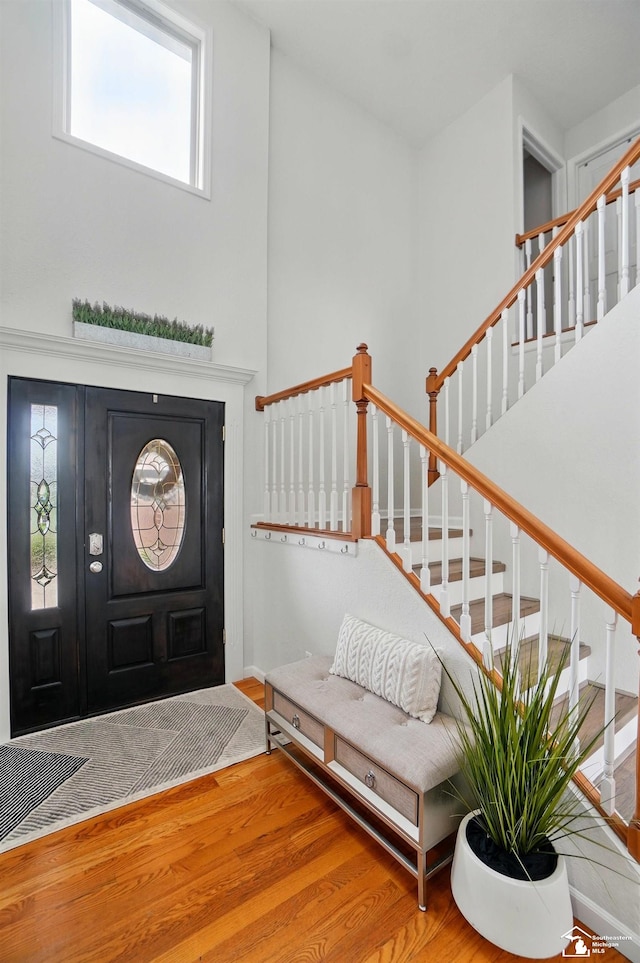 4853 Southpointe Pkwy, Monroe, MI 48161 - entryway with wood finished floors and stairs