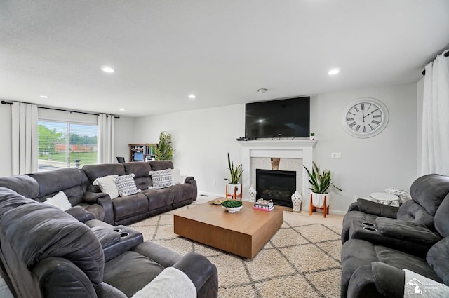 4853 Southpointe Pkwy, Monroe, MI 48161 - living area with recessed lighting, a premium fireplace, and baseboards