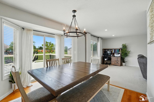 4853 Southpointe Pkwy, Monroe, MI 48161 - dining room with a chandelier, light wood-style floors, recessed lighting, and baseboards