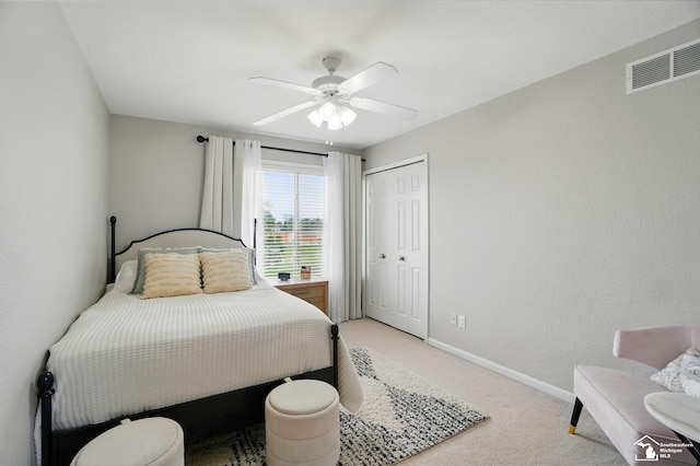 4853 Southpointe Pkwy, Monroe, MI 48161 - bedroom featuring light colored carpet, a closet, baseboards, and ceiling fan