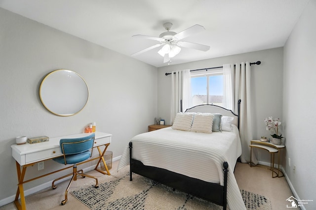 4853 Southpointe Pkwy, Monroe, MI 48161 - bedroom with baseboards, light colored carpet, and ceiling fan