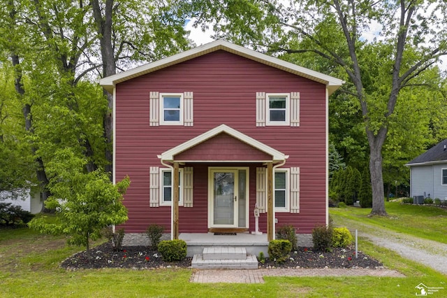 6432 Whiteford Center Rd, Lambertville, MI 48144 - view of front of home featuring a front yard, cooling unit, and a porch