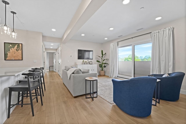 708 Randolph St, Traverse City, MI 49684 - living area featuring light wood-style floors and recessed lighting