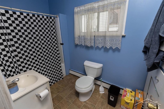 1221 Marsac St, Bay City, MI 48708 - full bath featuring baseboard heating, a shower, toilet, and vanity