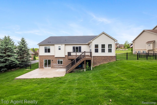 109 Willow Lake Dr, Oxford, MI 48371 - back of house featuring a patio area, brick siding, stairway, and a wooden deck
