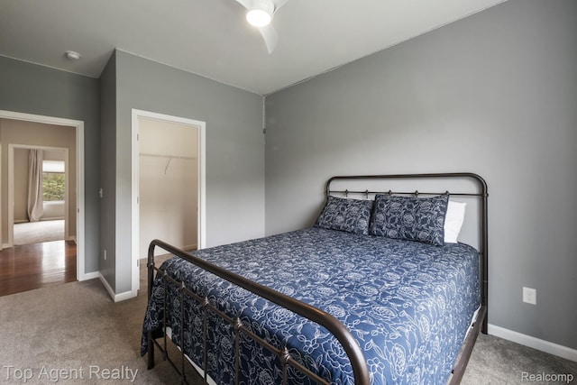109 Willow Lake Dr, Oxford, MI 48371 - bedroom featuring carpet flooring, baseboards, a closet, and ceiling fan