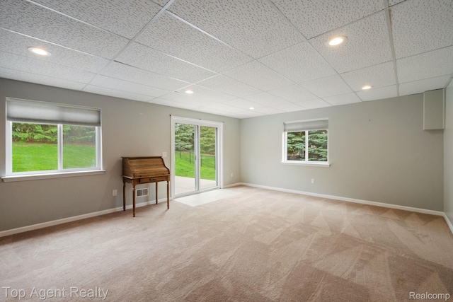 109 Willow Lake Dr, Oxford, MI 48371 - spare room with carpet floors, baseboards, and a drop ceiling