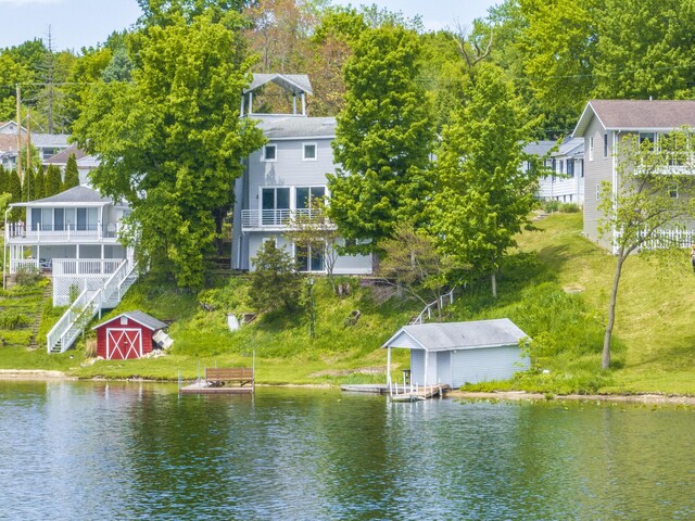15657 Lakeview Dr, Buchanan, MI 49107 - water view with stairway and a dock