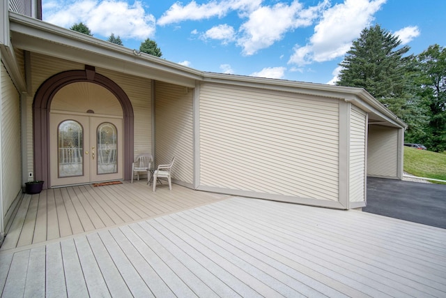 12741 Sharon Hollow Rd, Manchester, MI 48158 - wooden deck with french doors