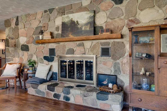 10989 E D E Ave, Richland, MI 49083 - detailed view of a fireplace and wood finished floors