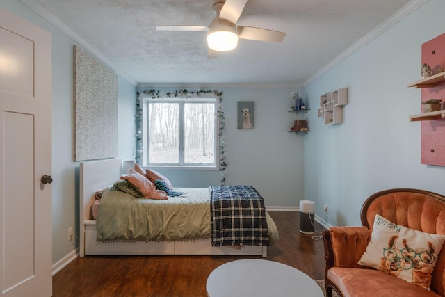 10989 E D E Ave, Richland, MI 49083 - bedroom featuring wood finished floors, ornamental molding, baseboards, and a ceiling fan