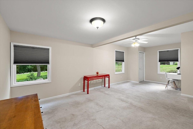 236 Simpson St, Grass Lake, MI 49240 - unfurnished room with baseboards, ceiling fan, and carpet flooring