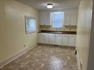 872 Mcalister Ave, Benton Harbor, MI 49022 - kitchen featuring a sink, dark countertops, plenty of natural light, and baseboards