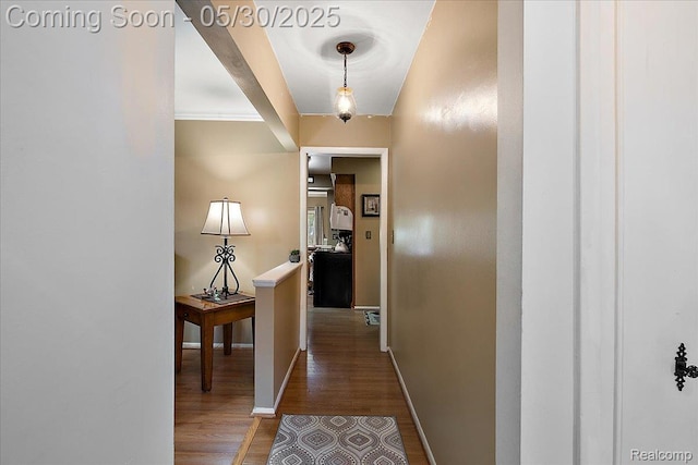 7188 Vicksburg Cir, Shelby Twp, MI 48317 - corridor with wood finished floors and baseboards