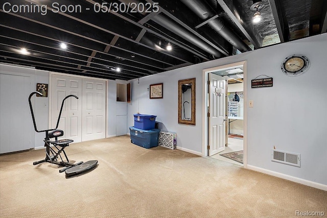 7188 Vicksburg Cir, Shelby Twp, MI 48317 - exercise room featuring carpet and baseboards