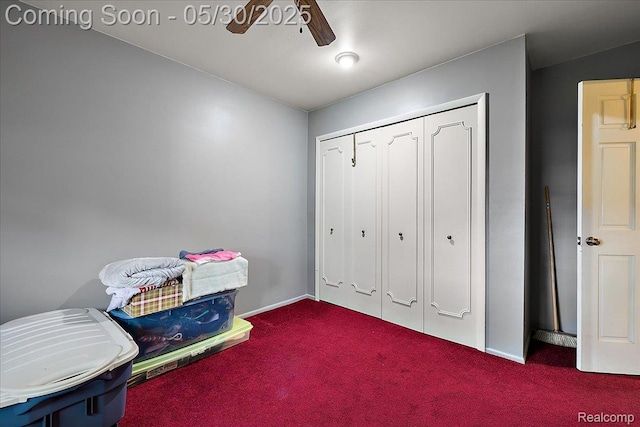 7188 Vicksburg Cir, Shelby Twp, MI 48317 - bedroom featuring carpet flooring, a ceiling fan, a closet, and baseboards