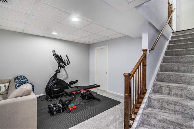 9490 N 12th St, Kalamazoo, MI 49009 - workout room featuring carpet floors, recessed lighting, a paneled ceiling, and baseboards