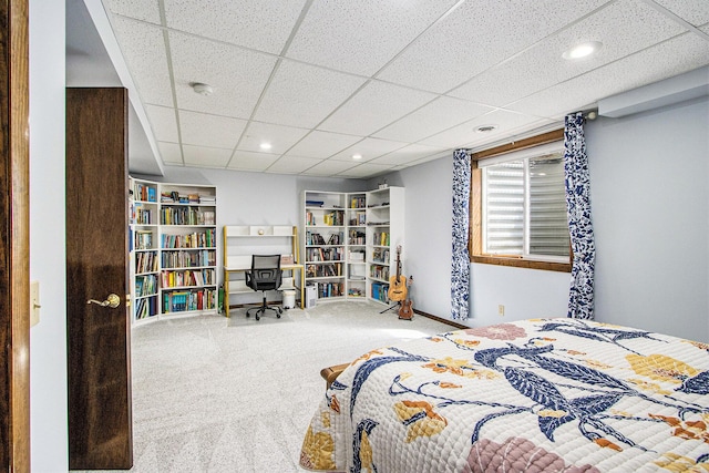 9490 N 12th St, Kalamazoo, MI 49009 - bedroom featuring carpet flooring, a drop ceiling, recessed lighting, and baseboards