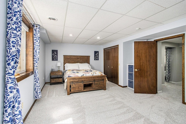 9490 N 12th St, Kalamazoo, MI 49009 - carpeted bedroom with a drop ceiling, baseboards, and recessed lighting