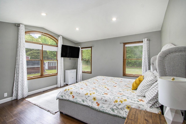 9490 N 12th St, Kalamazoo, MI 49009 - bedroom with lofted ceiling, recessed lighting, baseboards, and wood finished floors