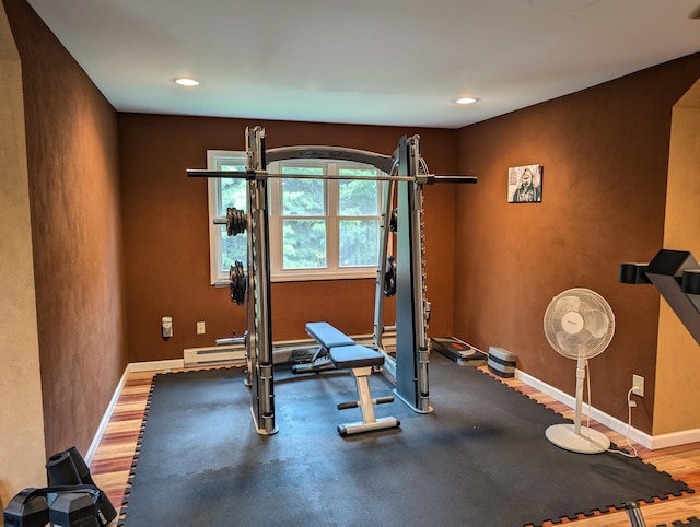 6919 Abrahamson Rd, Ludington, MI 49431 - workout area featuring baseboards and recessed lighting