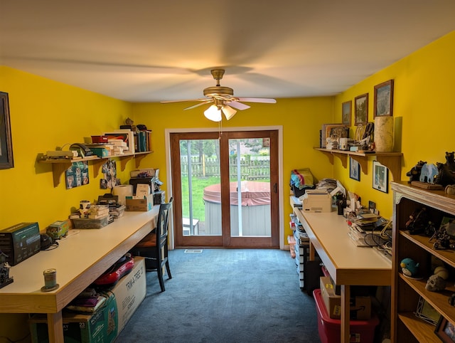 6919 Abrahamson Rd, Ludington, MI 49431 - carpeted office space featuring ceiling fan