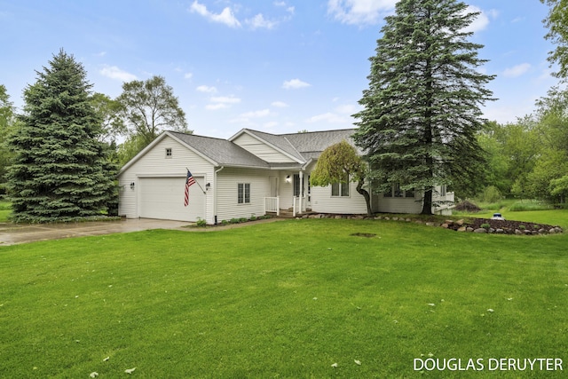 7470 Parmalee Rd, Middleville, MI 49333 - view of front of home featuring driveway, a front yard, a garage, and a shingled roof