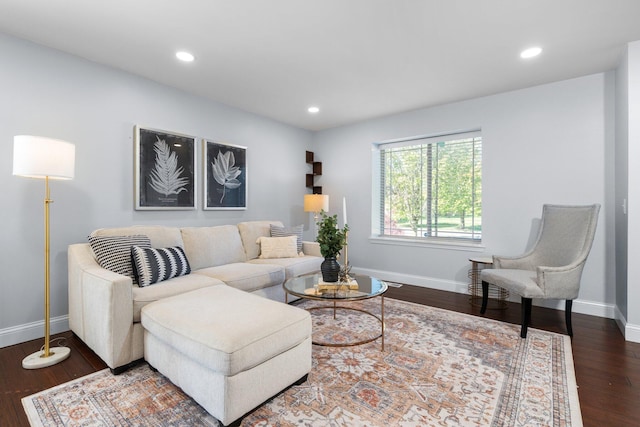 4139 Persimmon Dr, Ypsilanti, MI 48197 - living room with baseboards, wood finished floors, and recessed lighting