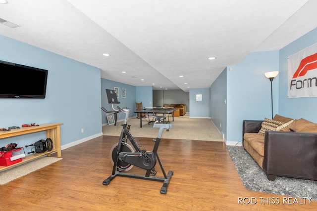 12644 60th Ave, Allendale, MI 49401 - workout room featuring wood finished floors, baseboards, and recessed lighting