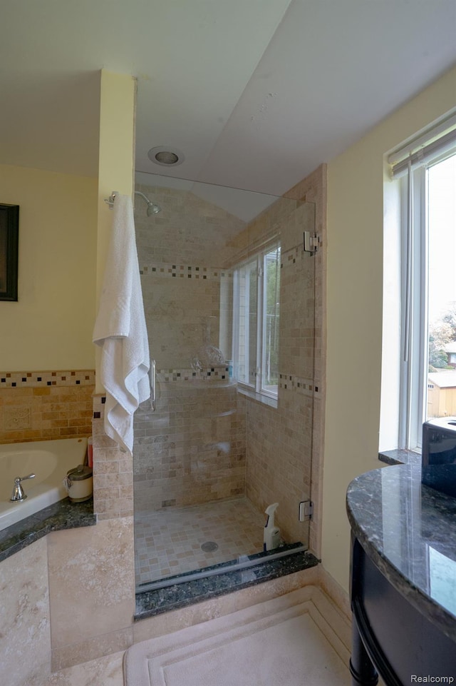 622 Sunningdale Dr, Grosse Pointe Woods, MI 48236 - bathroom with a stall shower, a garden tub, and healthy amount of natural light