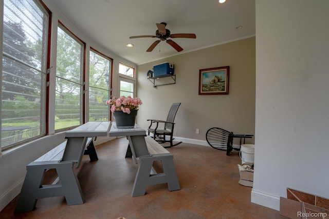 622 Sunningdale Dr, Grosse Pointe Woods, MI 48236 - sunroom / solarium featuring baseboards, recessed lighting, and crown molding