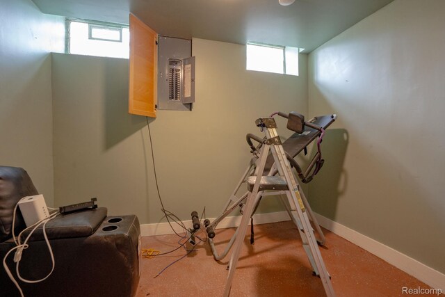 622 Sunningdale Dr, Grosse Pointe Woods, MI 48236 - exercise area with electric panel and baseboards