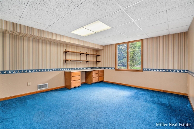 4700 M-79, Nashville, MI 49073 - unfurnished office featuring built in study area, baseboards, carpet floors, and a drop ceiling