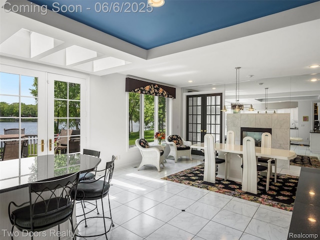 532 Shrewsbury Dr, Clarkston, MI 48348 - dining area with french doors, plenty of natural light, recessed lighting, and a water view