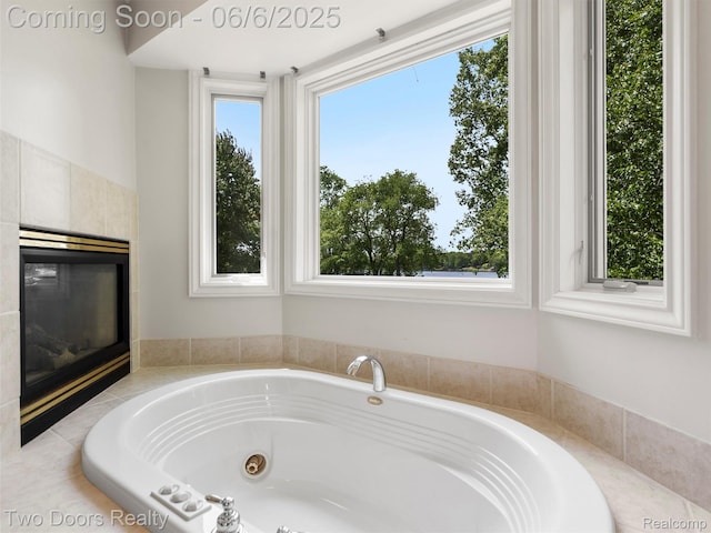 532 Shrewsbury Dr, Clarkston, MI 48348 - bathroom with a tile fireplace and a whirlpool tub