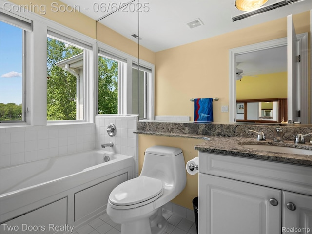 532 Shrewsbury Dr, Clarkston, MI 48348 - full bath featuring a tub to relax in, tile patterned flooring, plenty of natural light, and vanity