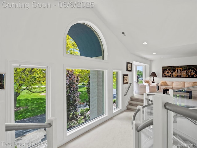 532 Shrewsbury Dr, Clarkston, MI 48348 - carpeted bedroom with high vaulted ceiling and recessed lighting