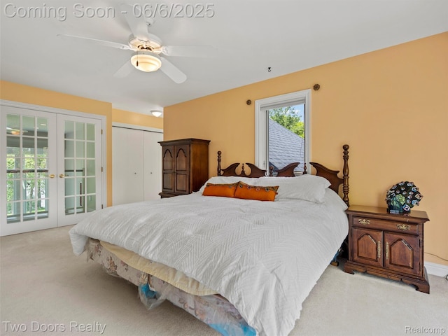 532 Shrewsbury Dr, Clarkston, MI 48348 - bedroom with carpet flooring, french doors, access to outside, and ceiling fan