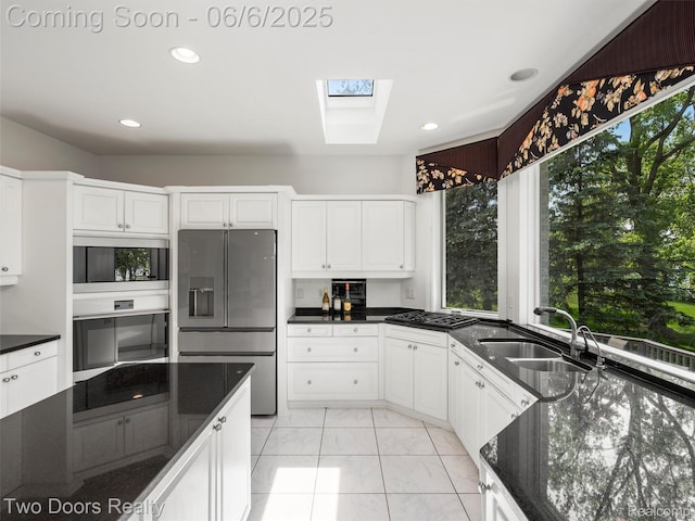 532 Shrewsbury Dr, Clarkston, MI 48348 - kitchen with stainless steel fridge with ice dispenser, wall oven, a sink, healthy amount of natural light, and recessed lighting