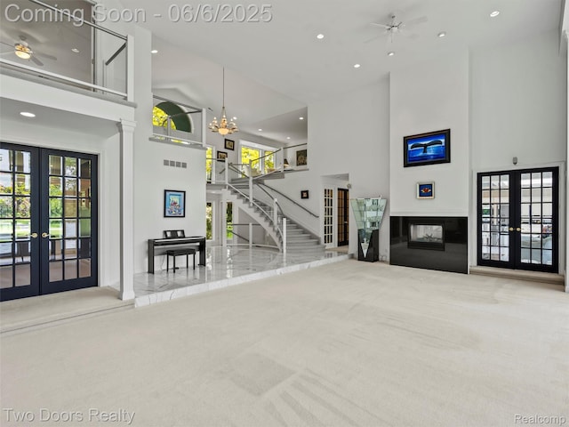 532 Shrewsbury Dr, Clarkston, MI 48348 - building lobby featuring a high ceiling, stairs, and recessed lighting